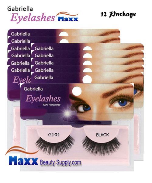 12 Package - Gabriella Eyelashes Strip 100% Human Hair - G101